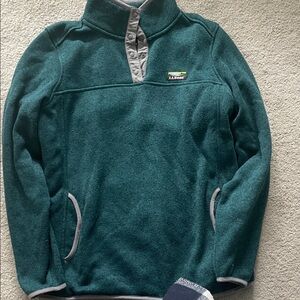 L.L. Bean Teal Green Sweater Fleece Pullover